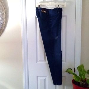 DKNY Straight Leg, Ripped Distressed Jeans